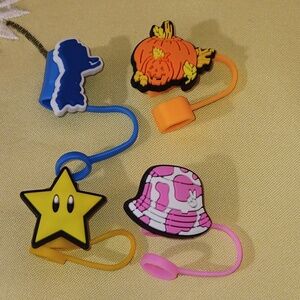 Stanley 10MM Straw Toppers 4   Pack (#61) Star, Cow Print Hat, Pumpkin
